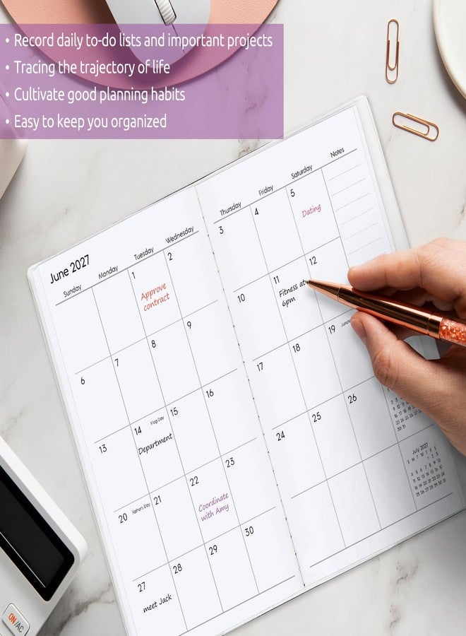 Zuozee Purple Flower Pocket Calendar, Small Pocket Planner - Image 4