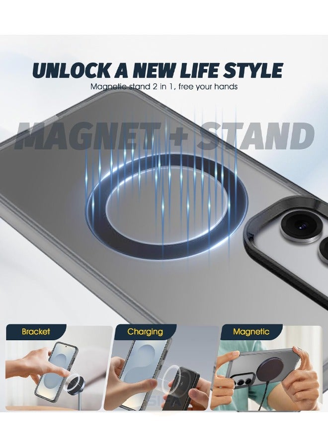 Samsung Galaxy S25 Case with HD Tempered Glass Screen Protector, Skin Friendly Frosted Case, [Compatible with Magsafe][Anti-Drop Shockproof][Anti-Slip][No Yellowing] Slim Hard Case for Samsung Galaxy S25 6.2 inch,(Translucent Black, 1+1 Pack) - Image 2