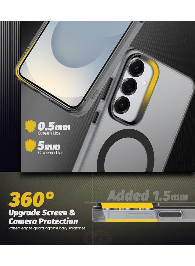 Samsung Galaxy S25 Case with HD Tempered Glass Screen Protector, Skin Friendly Frosted Case, [Compatible with Magsafe][Anti-Drop Shockproof][Anti-Slip][No Yellowing] Slim Hard Case for Samsung Galaxy S25 6.2 inch,(Translucent Black, 1+1 Pack) - Image 4