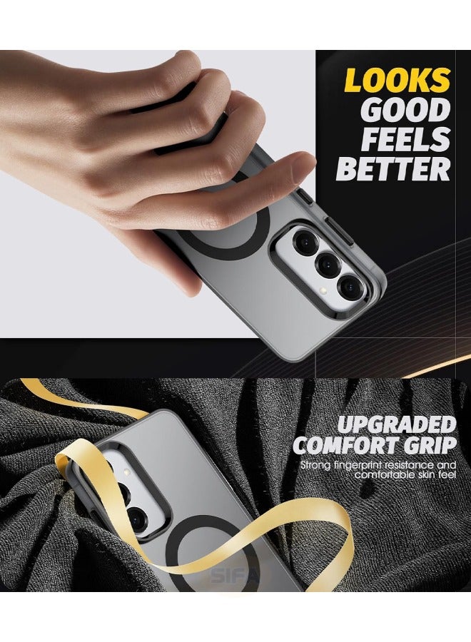 Samsung Galaxy S25 Case with HD Tempered Glass Screen Protector, Skin Friendly Frosted Case, [Compatible with Magsafe][Anti-Drop Shockproof][Anti-Slip][No Yellowing] Slim Hard Case for Samsung Galaxy S25 6.2 inch,(Translucent Black, 1+1 Pack) - Image 5