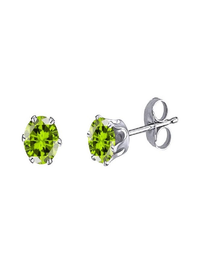 Parnika 925 Sterling Silver 3mm CZ Solitaire Stud Earrings for Girls & Women | Pure 92.5 Silver Small Cubic Zirconia Stud Tops (Green Tea) - Image 1