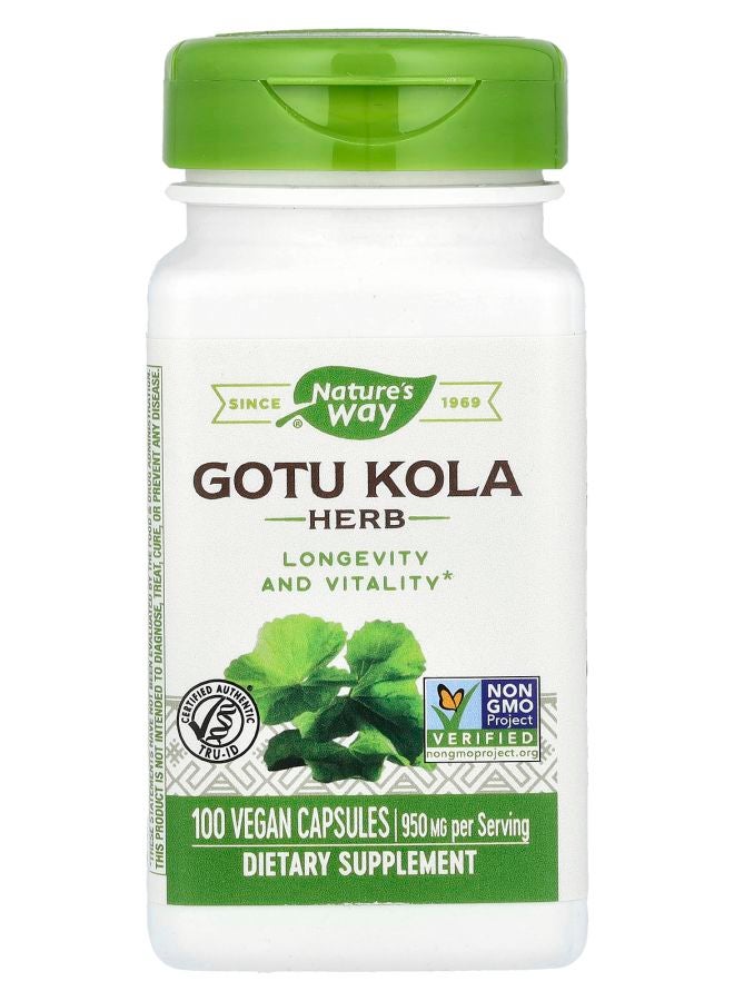 Gotu Kola Herb 950 mg 100 Vegan Capsules (475 mg per Capsule)