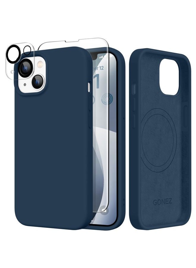 GONEZ iPhone 14 Case, Magnetic Case Compatible with MagSafe with Screen Protector + Camera Protector, Microfiber Lining Anti-Scratch Shockproof Protective Silicone Case Cover - Image 1