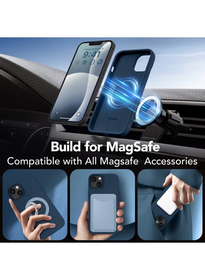 GONEZ iPhone 14 Case, Magnetic Case Compatible with MagSafe with Screen Protector + Camera Protector, Microfiber Lining Anti-Scratch Shockproof Protective Silicone Case Cover - Image 4