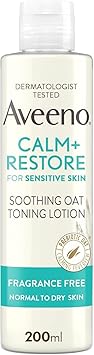 Aveeno Aveeno Face CalmRestore Soothing Oat Toning Lotion 1 x 200ml FragranceFree Face Care with Prebiotic Oat Calming Feverfew Leaves Skin Ultra Refreshed Suitable for Sensitive Skin - Image 1