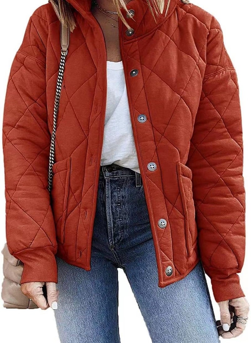 Loquat Women's Spring And Autumn Casual Quilted Stand-up Collar Jacket  - Image 1
