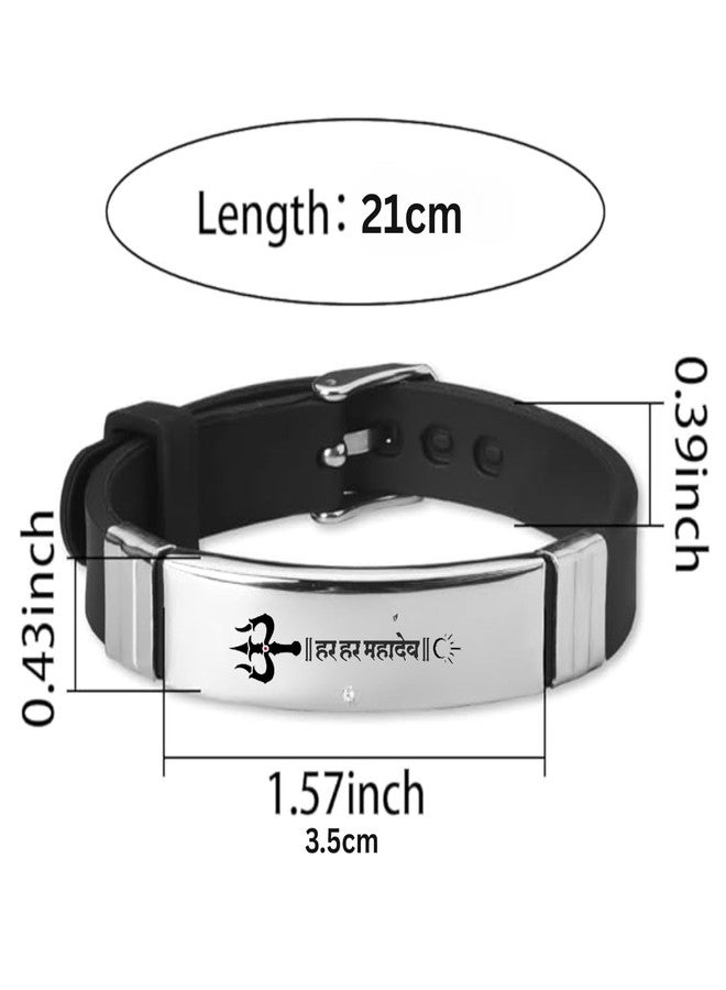 M Men Style Religious Har Har Mahadev Bracelet For Men Stylish Latest Fashion Silicone Hand Bracelet For Boys Steel Alloy Buckle Clasp Wrist Band SBr2025507 - Image 2