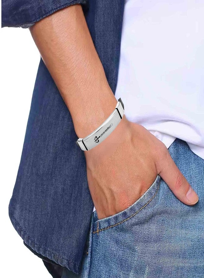 M Men Style Religious Har Har Mahadev Bracelet For Men Stylish Latest Fashion Silicone Hand Bracelet For Boys Steel Alloy Buckle Clasp Wrist Band SBr2025507 - Image 5