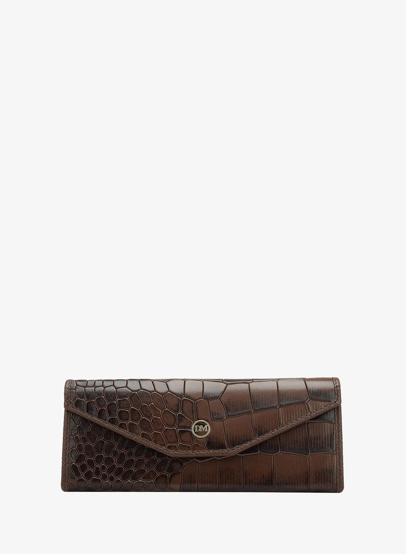 Da Milano Croco Leather Spectacle Case - Walnut