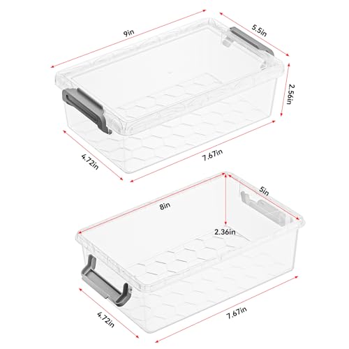 BiuLeon 4 Pack Extra Large Pencil Box Plastic Pencil Case Organizer Clear Crayon Box Marker Organizer Stackable Craft Organizers and Storage for Pen Craft Art SupplyGrey - Image 3