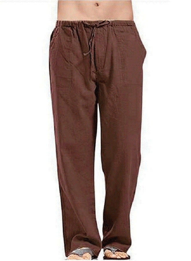 Loquat Men's Large Flax Wide Leg Pants 