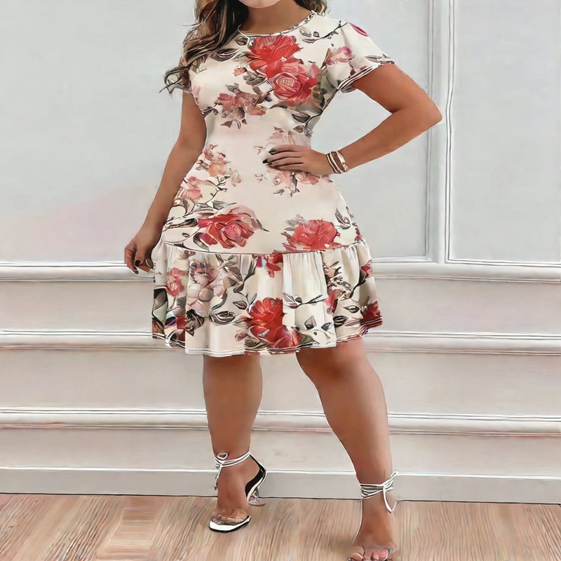 Floral Print Ruffle Sleeve Elegant Dress - Image 2