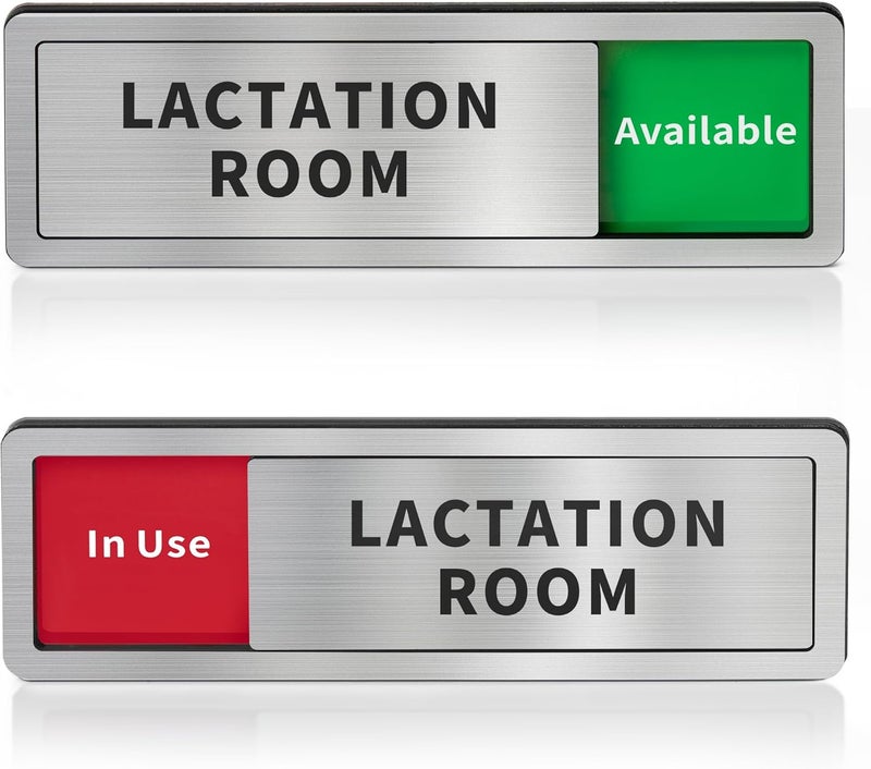 Abudada Lactation Room Door Sign with Slider, Do Not Disturb Privacy Office Sign, In Use/Available Acrylic Sliding Indicator for Business Hospital Home, Brushed Silver 8" x 2.6" - Image 1