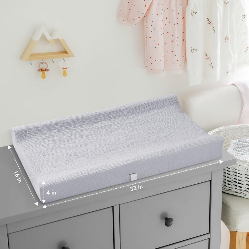 Pro Goleem Muslin Changing Pad Cover for Boys and Girls, Soft Breathable Fitted Cotton Diaper Changing Table Pad Sheets, Neutral, 2 Pack (Grey＆Green) - Image 5