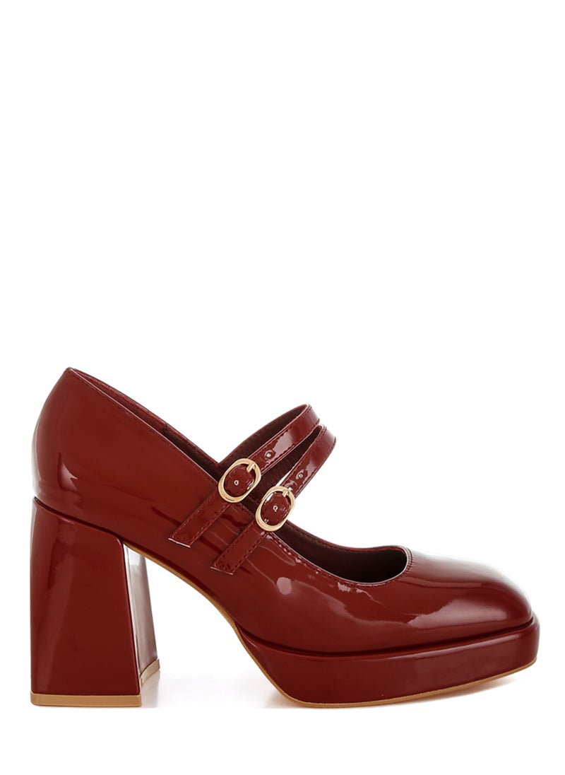 London Rag Double Strap Mary Jane Sandals in Dark Red  - Image 1