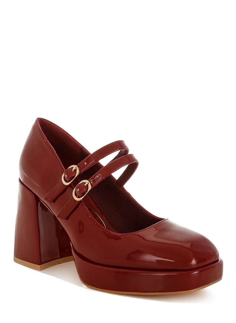 London Rag Double Strap Mary Jane Sandals in Dark Red  - Image 2