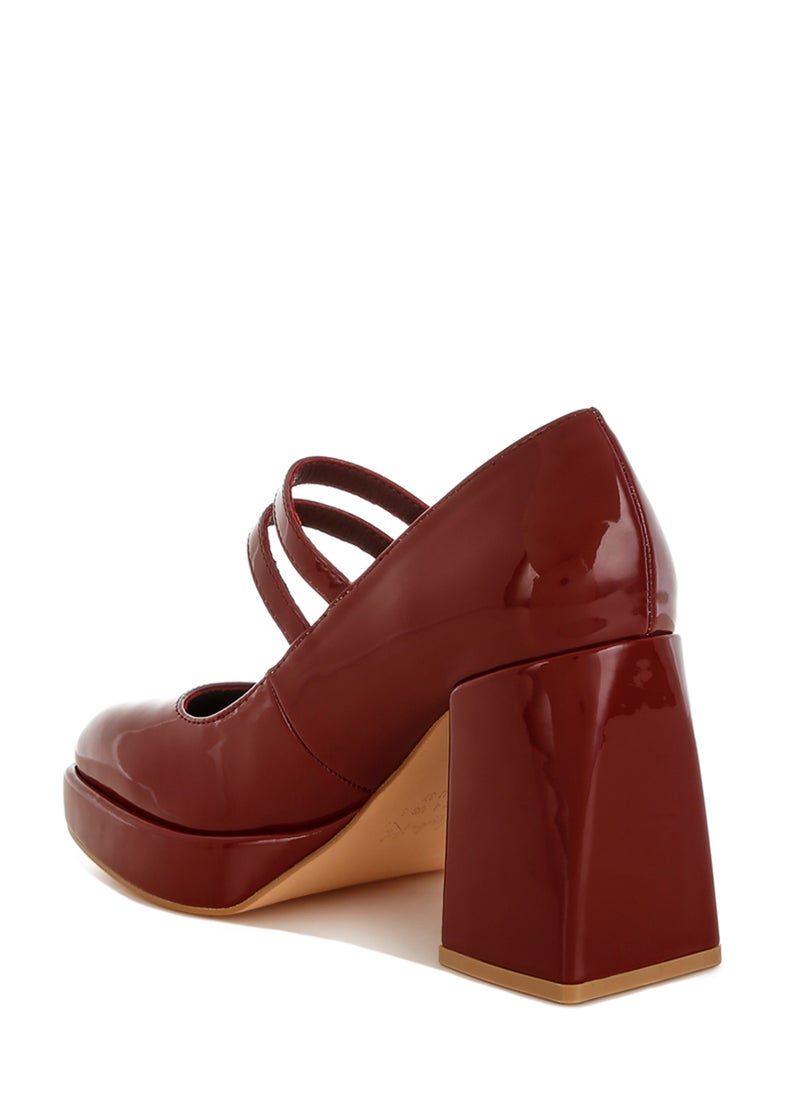 London Rag Double Strap Mary Jane Sandals in Dark Red  - Image 3