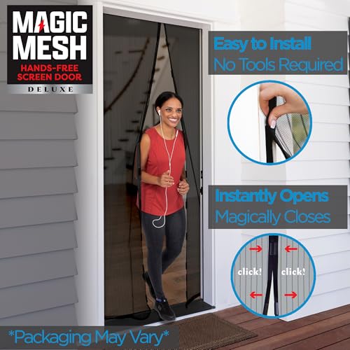 Magic Mesh Deluxe, Black | Magnetic Screen Door, Heavy Duty, Magnetic Closure, Door Net, Patio Screen, Sliding Door Screen, Bug Screen for Doorways, Kid & Pet Friendly | Size 39" x 83" (Pack of 1) - Image 5
