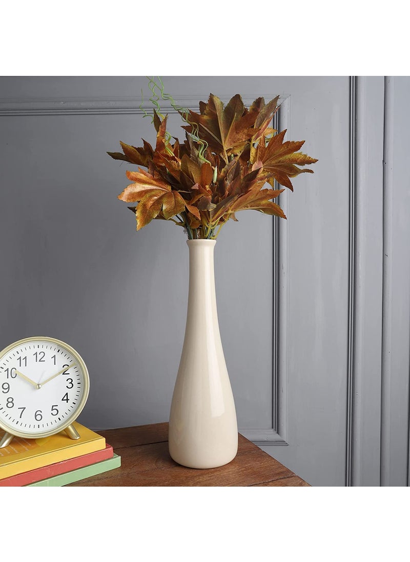 The Decor Lane - The Decor Lane Ceramic Handcrafted Bottle Shaped Flower vase | 12 Inches (Off White) - Image 1
