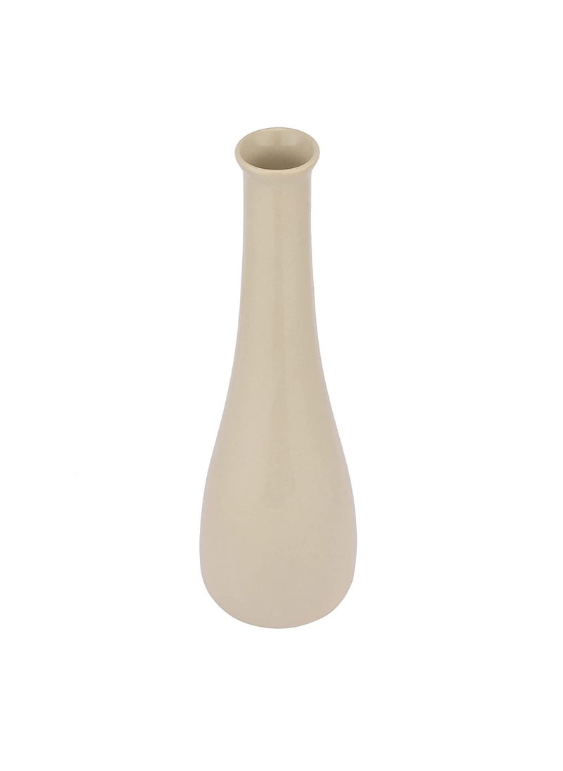The Decor Lane - The Decor Lane Ceramic Handcrafted Bottle Shaped Flower vase | 12 Inches (Off White) - Image 1