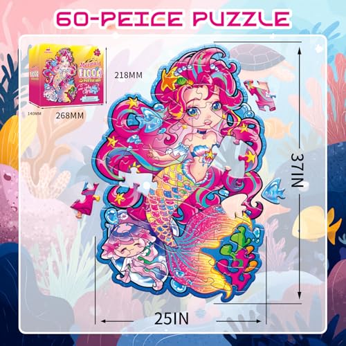 Wings Giant Jumbo Mermaid Floor Puzzle for Kids Ages 68 Year Old Large Toddler Puzzle for Girls Ages 6 7 8 Year Old Mermaid Girl Gift and Educational Toy for Birthday and Christmas - Image 5