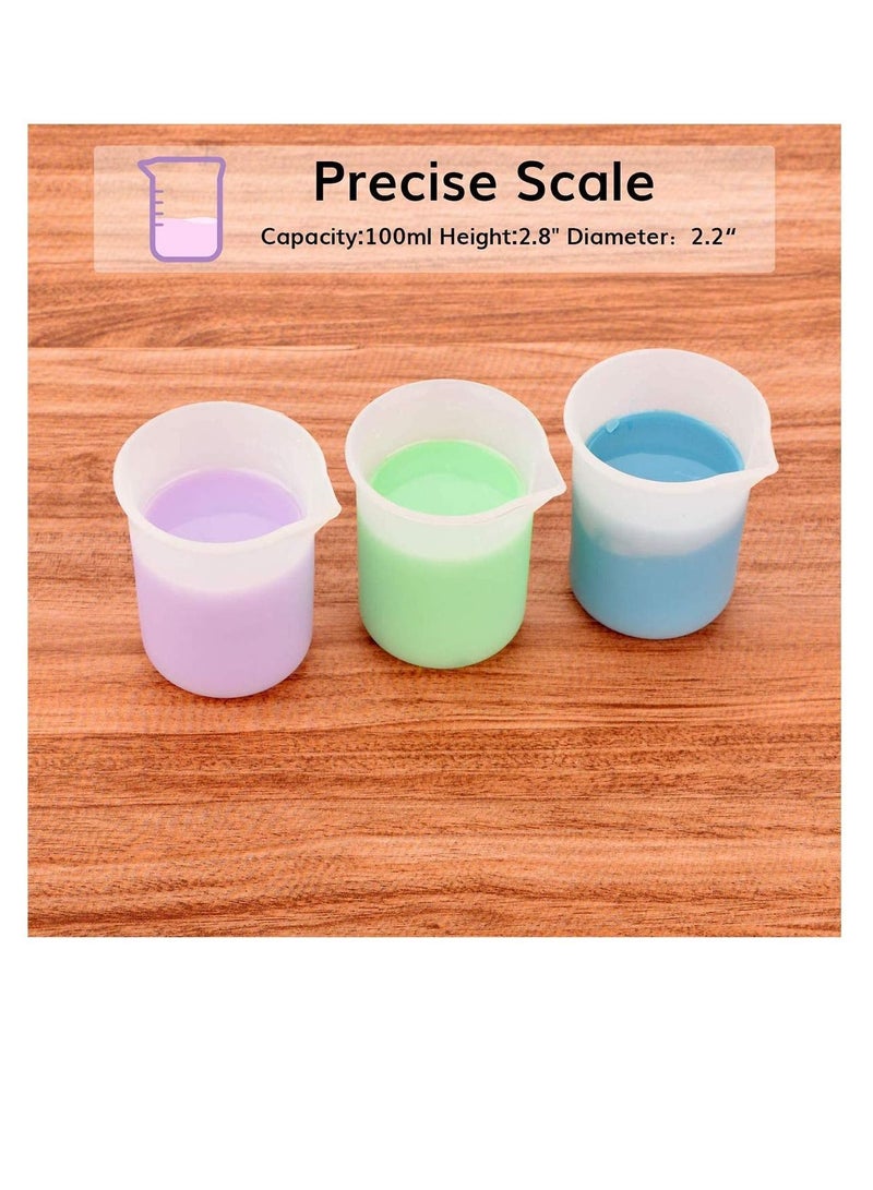 الأزرق جي دبليو Silicone Measuring Cups, 100ml Mixing Cups for Epoxy Resin Arcrylic Paint Pouring Non Stick Stir and Pour Tool with Precise Scale measure, stir at a budget saving cost - Image 4