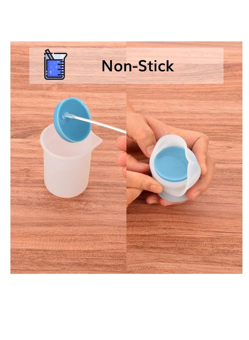 الأزرق جي دبليو Silicone Measuring Cups, 100ml Mixing Cups for Epoxy Resin Arcrylic Paint Pouring Non Stick Stir and Pour Tool with Precise Scale measure, stir at a budget saving cost - Image 3