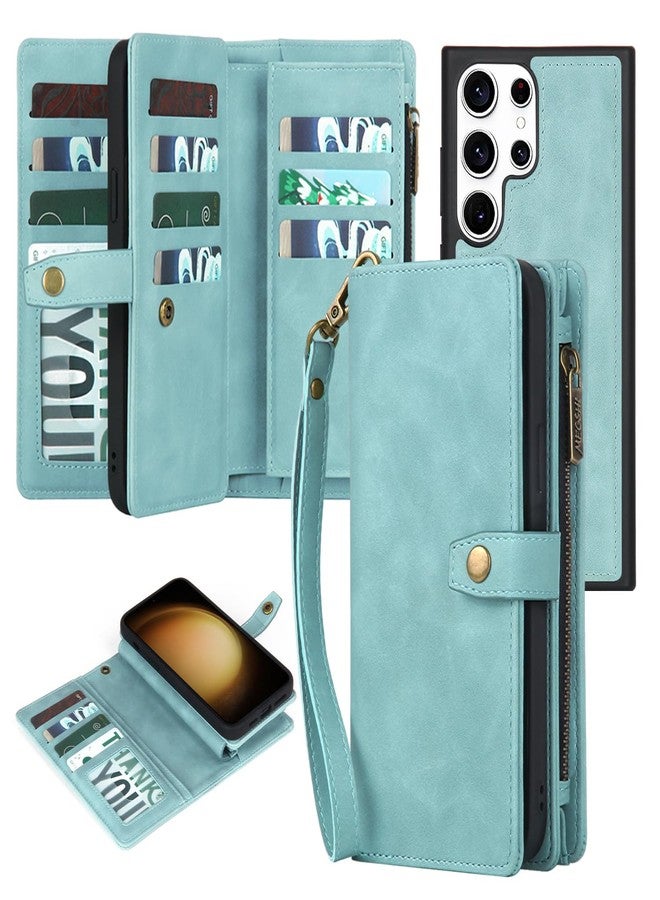 TwoHead for Samsung Galaxy S23 Ultra Wallet Case with Card Holder & Detachable Magnetic Phone Case for S23 Ultra 6.8 in PU Leather Shockproof Protective Phone Case Wallet(Dream Blue) - Image 1