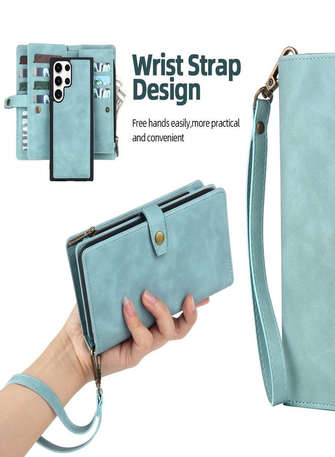 TwoHead for Samsung Galaxy S23 Ultra Wallet Case with Card Holder & Detachable Magnetic Phone Case for S23 Ultra 6.8 in PU Leather Shockproof Protective Phone Case Wallet(Dream Blue) - Image 5