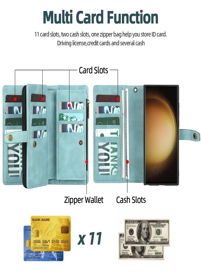 TwoHead for Samsung Galaxy S23 Ultra Wallet Case with Card Holder & Detachable Magnetic Phone Case for S23 Ultra 6.8 in PU Leather Shockproof Protective Phone Case Wallet(Dream Blue) - Image 4