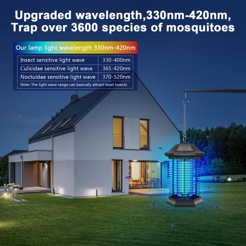 AMUFER Bug Zapper Outdoor Indoor, 18W Power & 4400V Instant Grid Mosquito Repellent, Insect Control Efficiency Increased 100%, 1/2 Acre Coverage, Fly Trap for Patio, Backyard, Home - Image 4