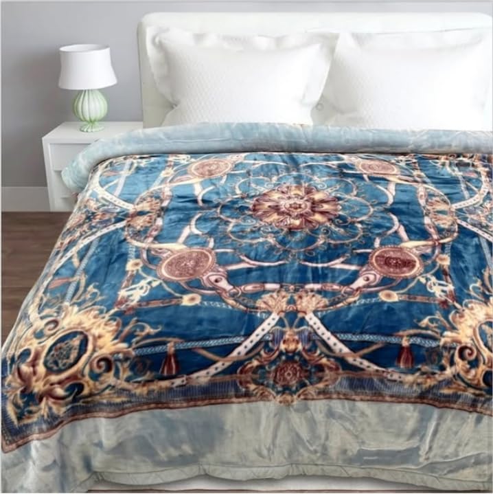 ELSTONE HOME with Device ELSTONE Home Gold Premium 2Ply Double Bed Blanket Heavy Ultra Soft and Warm for Automn Winter with Fancy Bag Special for Diwali Gift and Marriage Purpose 16 