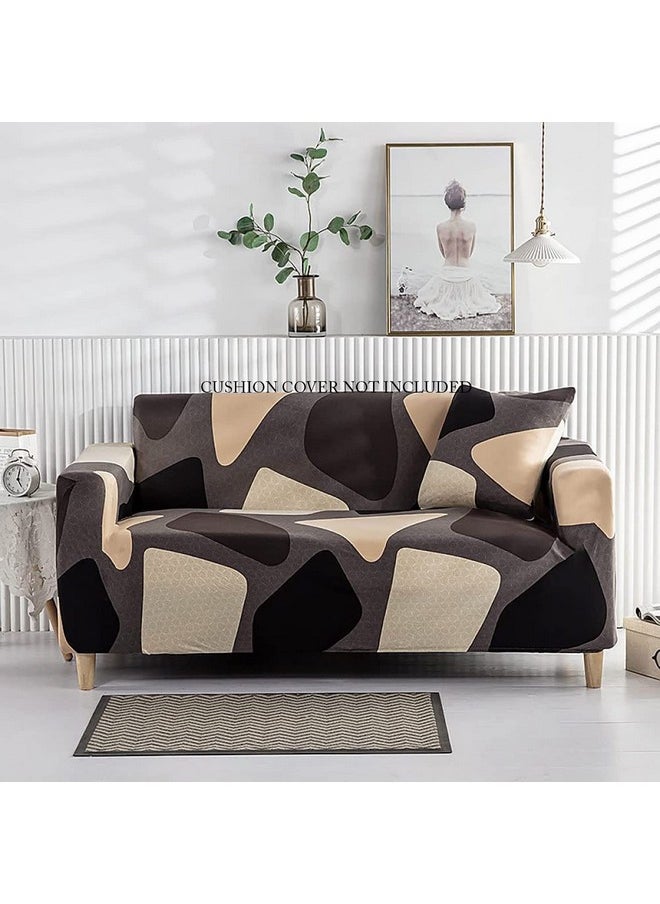 HOUSE OF QUIRK House of Quirk Universal Double Seater Sofa Cover Big Elasticity Cover for Couch Flexible Stretch Sofa Slipcover (Brown Cubes, 145-185cm)  - Image 1