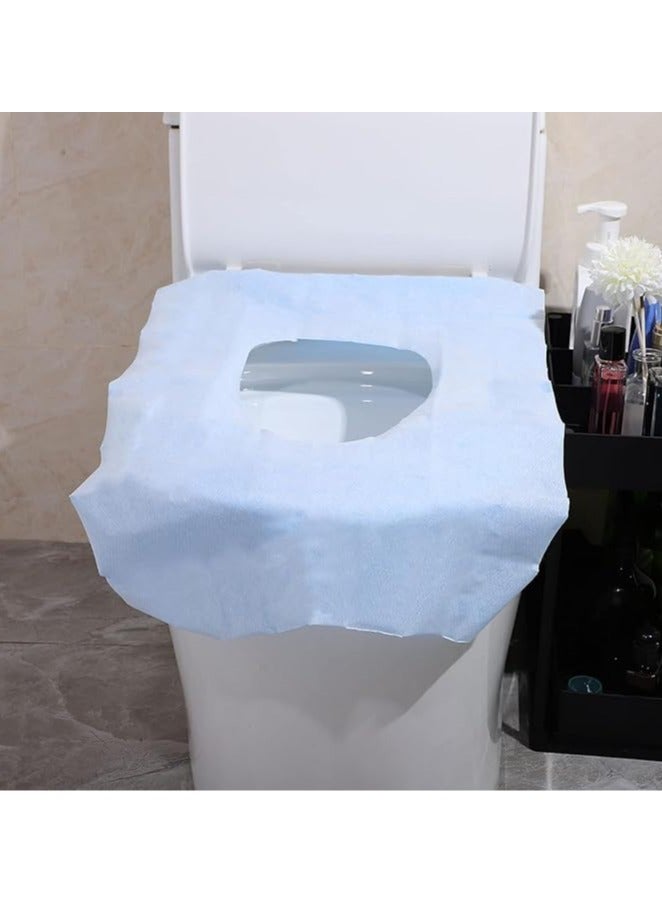 يوريفو 100pcs المتاح مقعد المرحاض يغطي مقاعد المرحاض المتاح وسادة المرحاض المحمولة الطائرات المتاح للأطفال وسادة المرحاض الخشب لب الورق رشاقته ورقة طفل ، أزرق. - Image 5