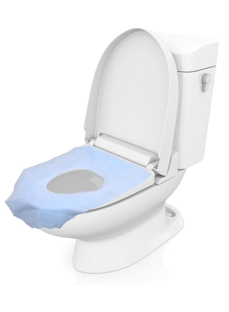 يوريفو 100pcs المتاح مقعد المرحاض يغطي مقاعد المرحاض المتاح وسادة المرحاض المحمولة الطائرات المتاح للأطفال وسادة المرحاض الخشب لب الورق رشاقته ورقة طفل ، أزرق. - Image 2