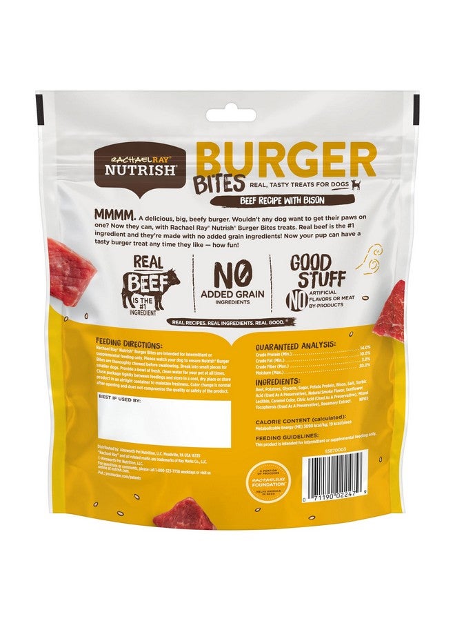 راتشل راي مكافآت الكلاب من Nutrish Burger Bites المصنوعة من اللحوم الحقيقية، وصفة برجر لحم البقر مع لحم البيسون، 12 أونصة، خالية من الحبوب - Image 2