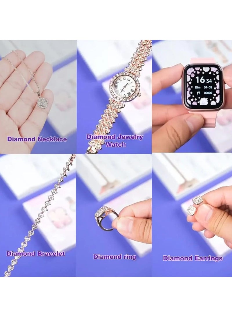 modio Luxury Gift Set: Modio U93 Mini Smartwatch with 5-in-1 Diamond-Inspired Jewelry Collection & Multiple Strap Options  - Image 3