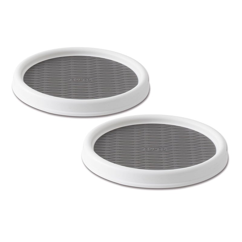 Copco Copco 9Inch NonSkid Pantry Cabinet Lazy Susan Turntable Set of 2 White Gray 
