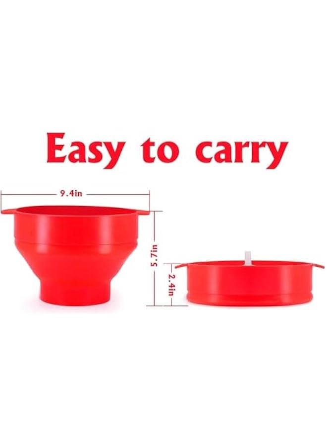 HOOKOR Popcorn Bowl, BPA Free Microwave Popcorn Bowl with Handles and Lid, Collapsible Silicone Popcorn Maker, Dishwasher Safe - Image 4