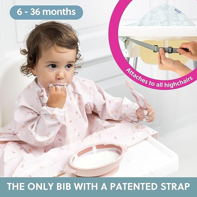 Bibado Baby Bibs With Sleeves - Toddler and Baby Led Weaning Bib - 6-36 Months, Attaches to Highchairs, Strollers, Tables - Image 4