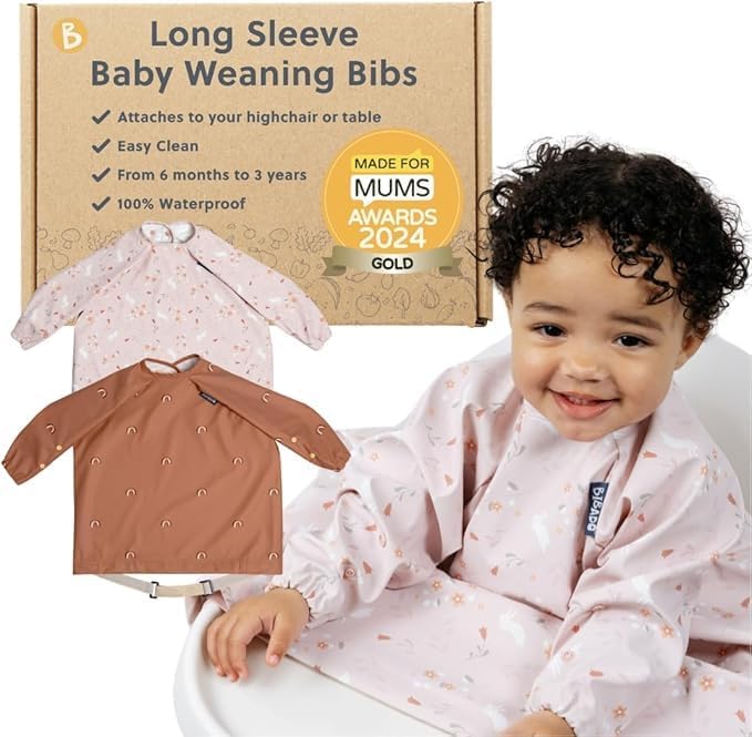 Bibado Baby Bibs With Sleeves - Toddler and Baby Led Weaning Bib - 6-36 Months, Attaches to Highchairs, Strollers, Tables - Image 2