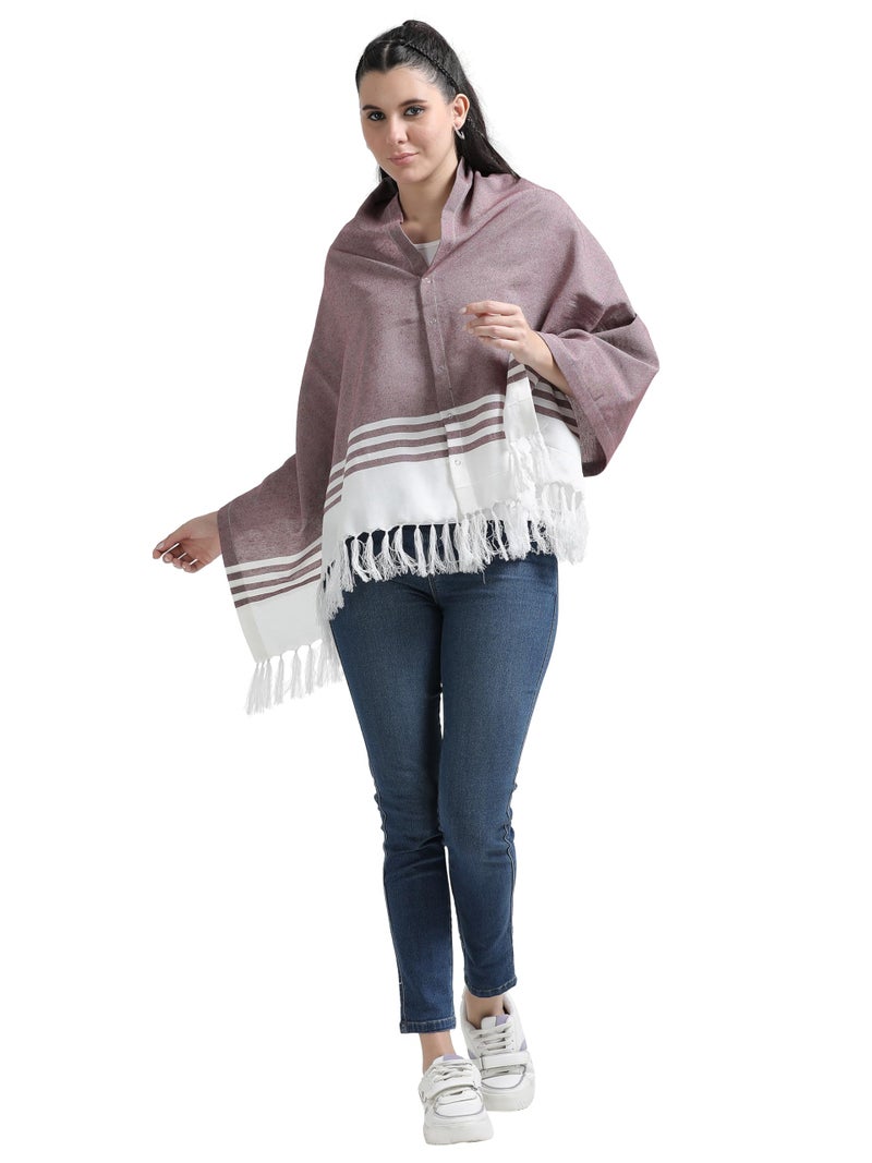 Kowsi Women Cotton Casual Style Soft Mother's Nursing & Feeding Shawl Feeding Cloak (Maroon) - Image 1