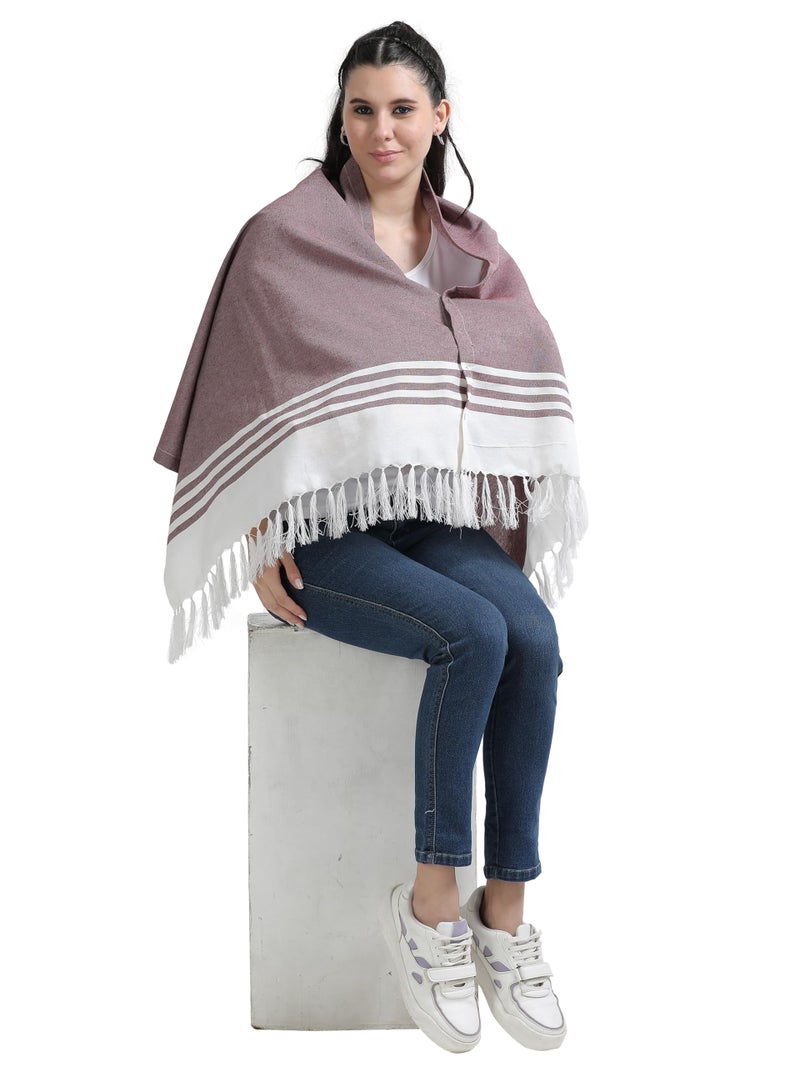 Kowsi Women Cotton Casual Style Soft Mother's Nursing & Feeding Shawl Feeding Cloak (Maroon) - Image 5