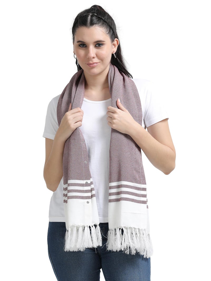 Kowsi Women Cotton Casual Style Soft Mother's Nursing & Feeding Shawl Feeding Cloak (Maroon) - Image 3