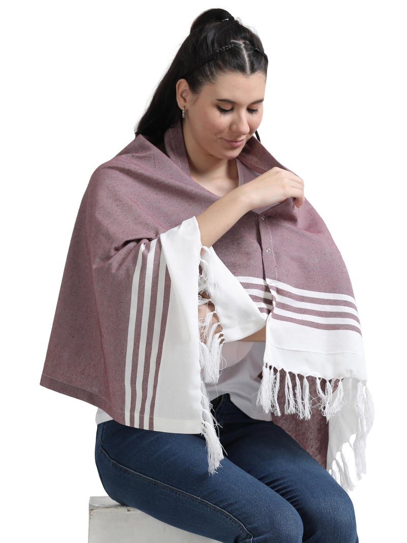 Kowsi Women Cotton Casual Style Soft Mother's Nursing & Feeding Shawl Feeding Cloak (Maroon) - Image 2
