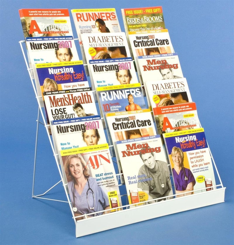 Displays2go Displays2go 6Tier Wire Countertop Rack for Literature Open Shelving Accommodates a Variety of Items Small Sign Channel  White - Image 2