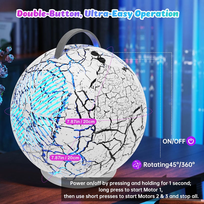 IFLOVE Bubble Machine for Kids Toddlers,45Â°/360Â° Rotatable Spherical Bubble Maker Toy with LED Light,Rechargeable Bubble Blower for 3 4 5 Year Old,Wedding Party Easter Birthday Gifts -Spherical White Crack - Image 3