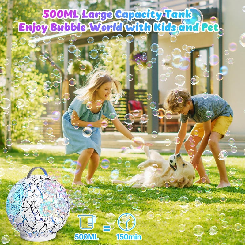 IFLOVE Bubble Machine for Kids Toddlers,45Â°/360Â° Rotatable Spherical Bubble Maker Toy with LED Light,Rechargeable Bubble Blower for 3 4 5 Year Old,Wedding Party Easter Birthday Gifts -Spherical White Crack - Image 5