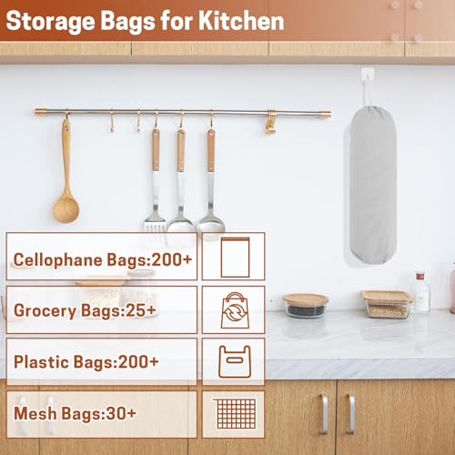 SWISSELITE 2Pcs Plastic Bag Holder, Reusable Grocery Bag Organizer, Wall Mount, 22x9 IN - Image 4