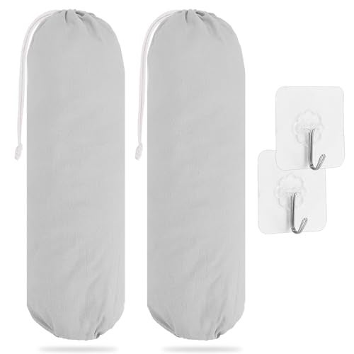 SWISSELITE 2Pcs Plastic Bag Holder, Reusable Grocery Bag Organizer, Wall Mount, 22x9 IN - Image 1
